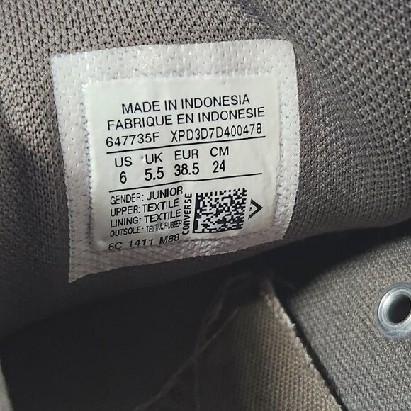 Kids COVERSE All Star Black & Gray Low top with padded tongue Size 6 - Picture 5 of 5